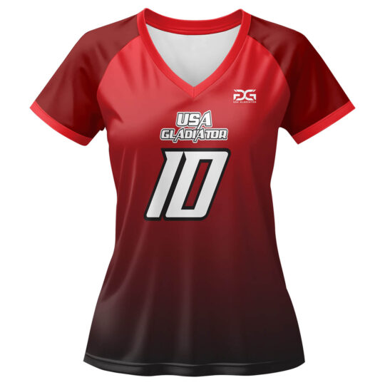 V-Neck Short Sleeve Red