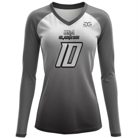 V-Neck Long Sleeve Jersey Grey